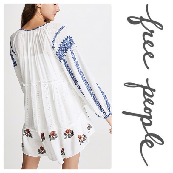 New Free People Wild Horses Embroidered Mini Dress - Picture 6 of 7